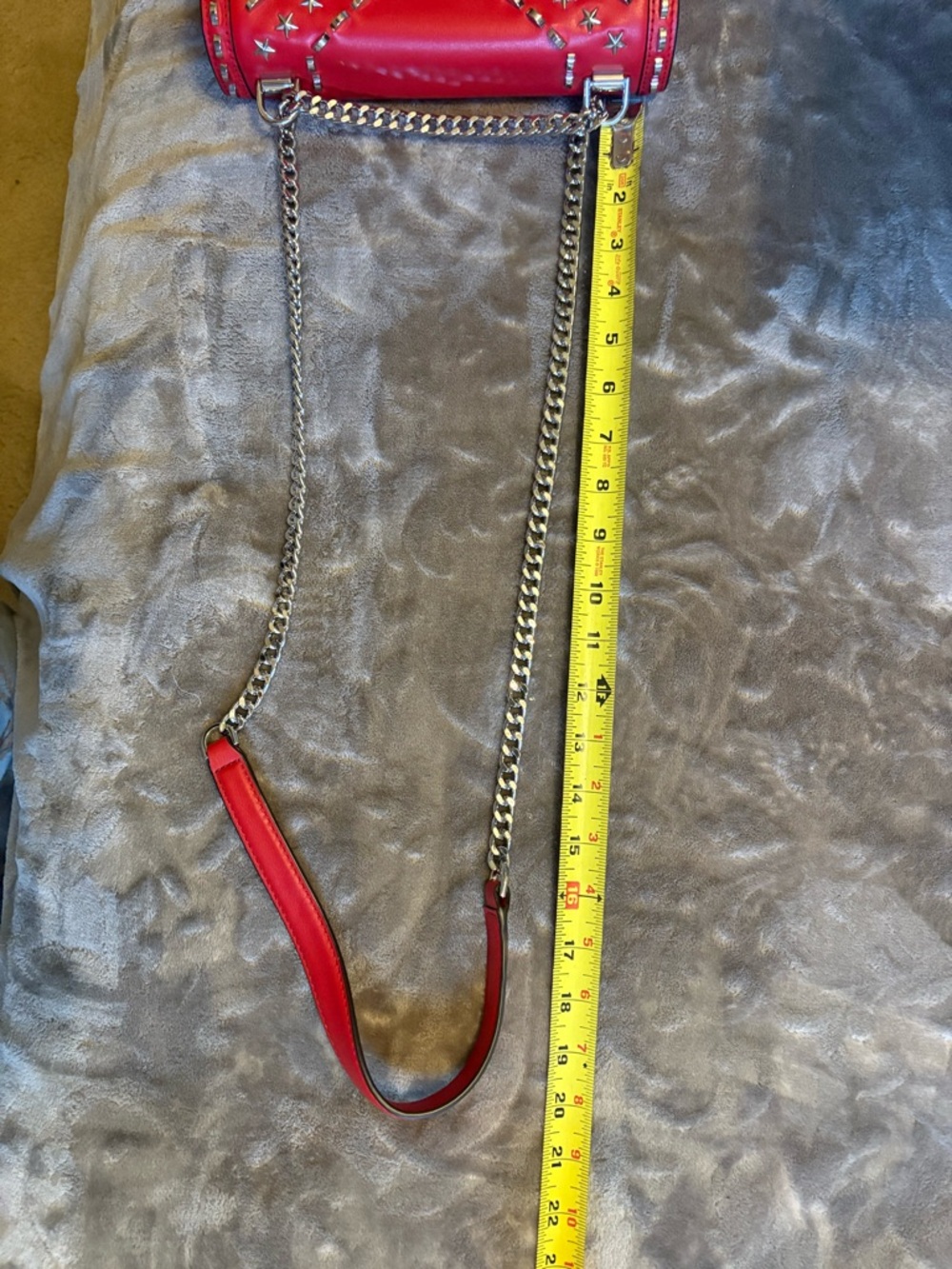 Michael Kors Red Studded Leather Crossbody with Silver Hardware - Picture 7 of 8